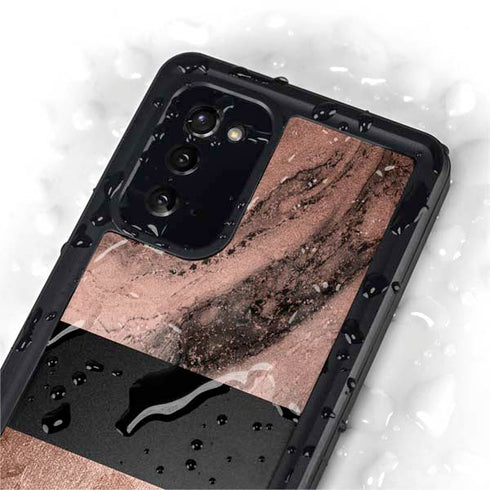 Rose Gold and Black Marble Galaxy Note20 5G Waterproof Case