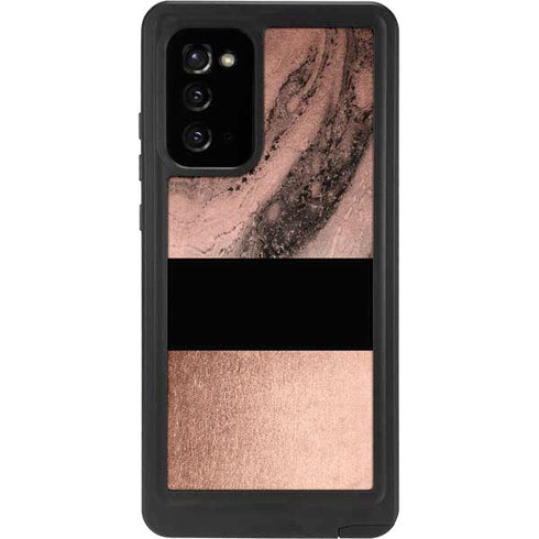 Rose Gold and Black Marble Galaxy Note20 5G Waterproof Case