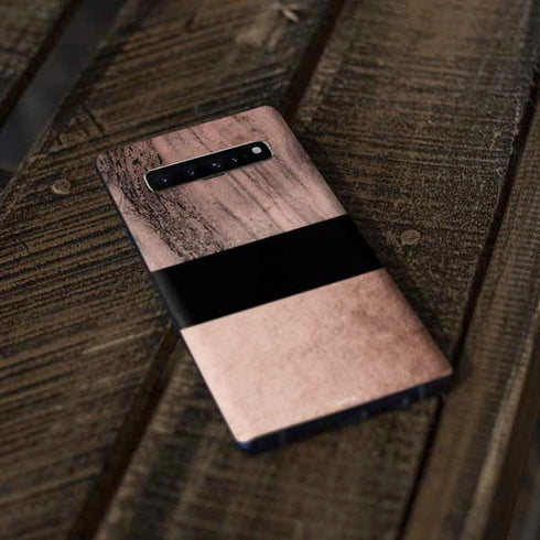Rose Gold and Black Marble Galaxy S10 Skin