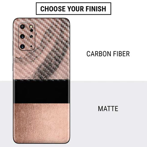 Rose Gold and Black Marble Galaxy S20 Plus Skin