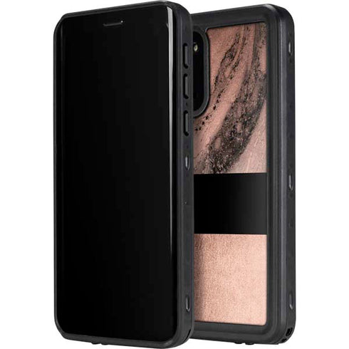 Rose Gold and Black Marble Galaxy S20 Plus Waterproof Case