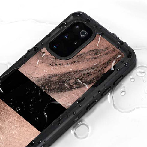 Rose Gold and Black Marble Galaxy S20 Plus Waterproof Case