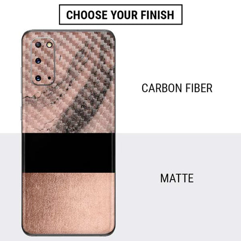 Rose Gold and Black Marble Galaxy S20 Skin
