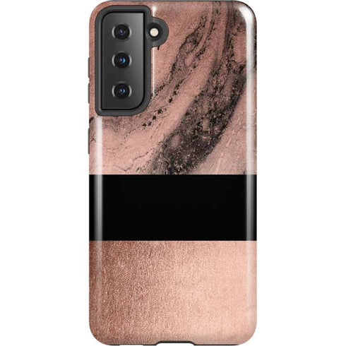 Rose Gold and Black Marble Galaxy S21 5G Pro Case