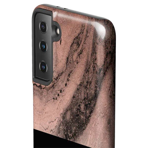 Rose Gold and Black Marble Galaxy S21 FE Pro Case