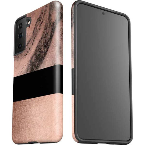 Rose Gold and Black Marble Galaxy S21 FE Pro Case