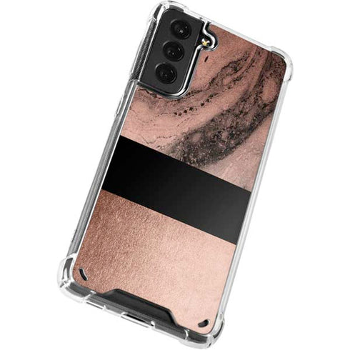 Rose Gold and Black Marble Galaxy S21 Plus 5G Clear Case