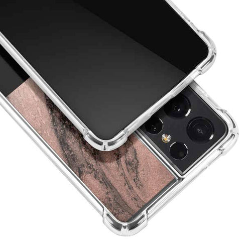 Rose Gold and Black Marble Galaxy S21 Ultra 5G Clear Case