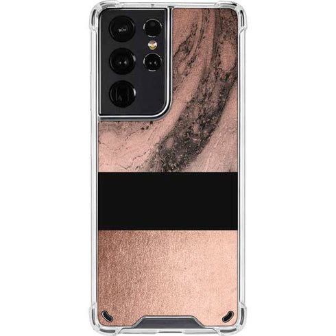 Rose Gold and Black Marble Galaxy S21 Ultra 5G Clear Case