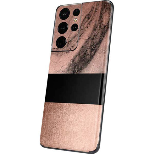 Rose Gold and Black Marble Galaxy S21 Ultra 5G Skin