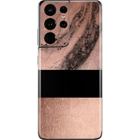 Rose Gold and Black Marble Galaxy S21 Ultra 5G Skin