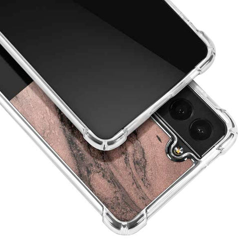 Rose Gold and Black Marble Galaxy S22 Clear Case