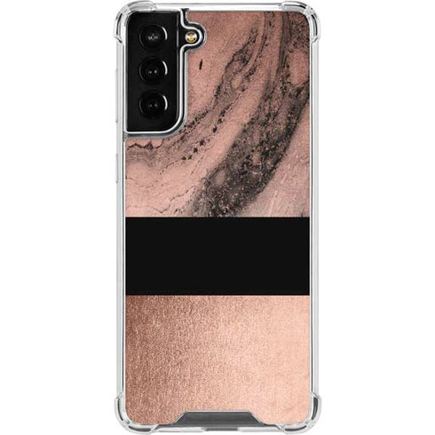 Rose Gold and Black Marble Galaxy S22 Plus Clear Case