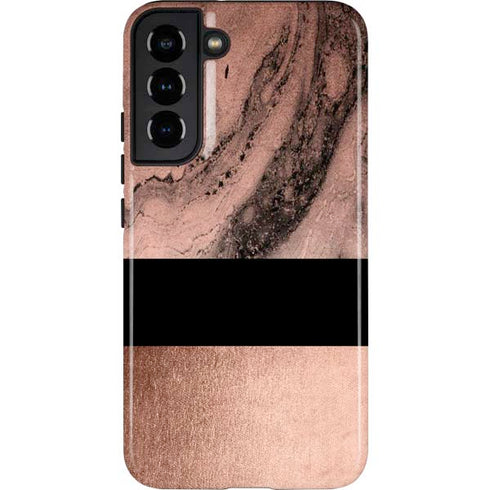 Rose Gold and Black Marble Galaxy S22 Plus Pro Case