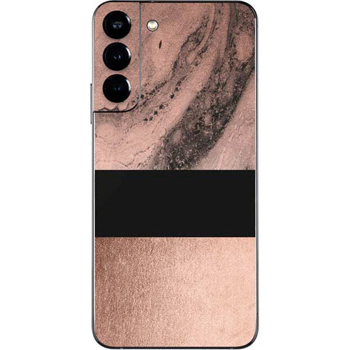Rose Gold and Black Marble Galaxy S22 Plus Skin