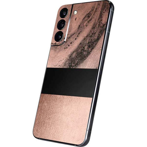Rose Gold and Black Marble Galaxy S22 Plus Skin