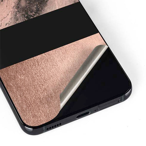 Rose Gold and Black Marble Galaxy S22 Plus Skin