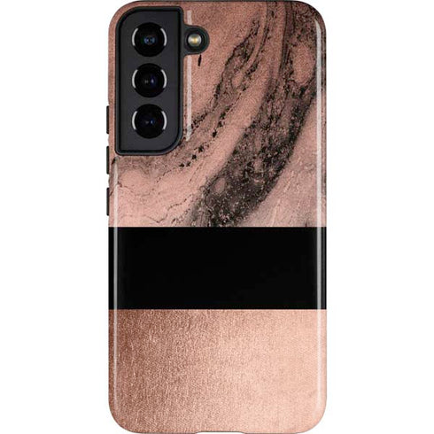 Rose Gold and Black Marble Galaxy S22 Pro Case