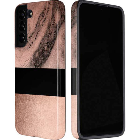 Rose Gold and Black Marble Galaxy S22 Pro Case