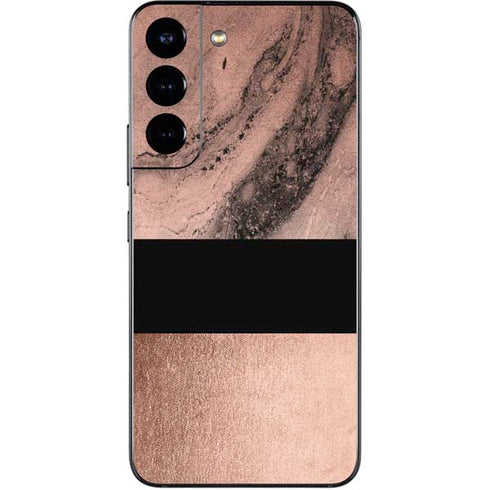 Rose Gold and Black Marble Galaxy S22 Skin