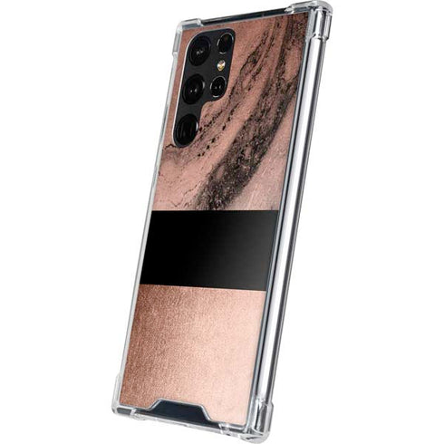 Rose Gold and Black Marble Galaxy S22 Ultra Clear Case