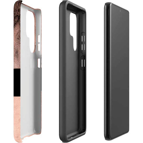 Rose Gold and Black Marble Galaxy S22 Ultra Pro Case