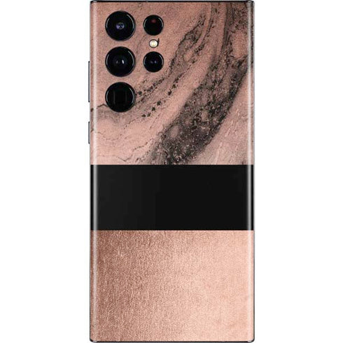 Rose Gold and Black Marble Galaxy S22 Ultra Skin