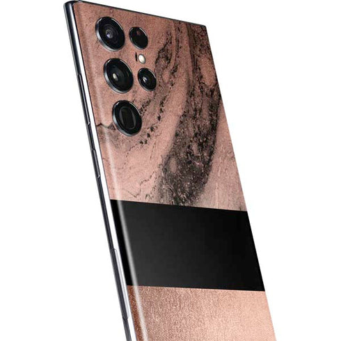 Rose Gold and Black Marble Galaxy S22 Ultra Skin