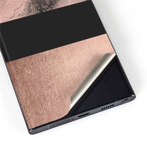 Rose Gold and Black Marble Galaxy S22 Ultra Skin