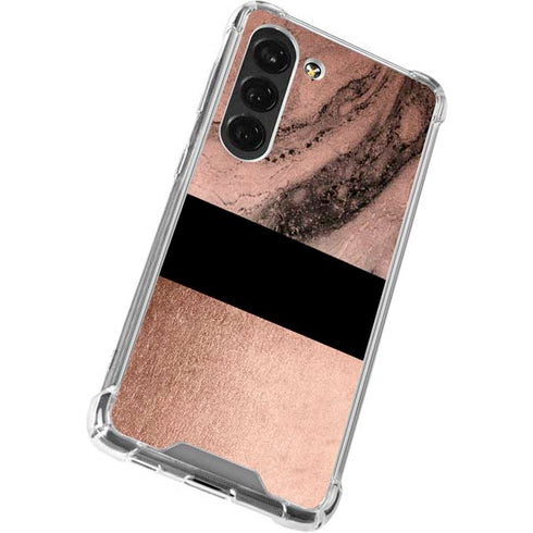 Rose Gold and Black Marble Galaxy S23 Clear Case