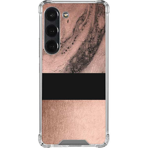 Rose Gold and Black Marble Galaxy S23 Clear Case