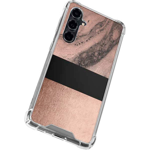 Rose Gold and Black Marble Galaxy S23 FE Clear Case