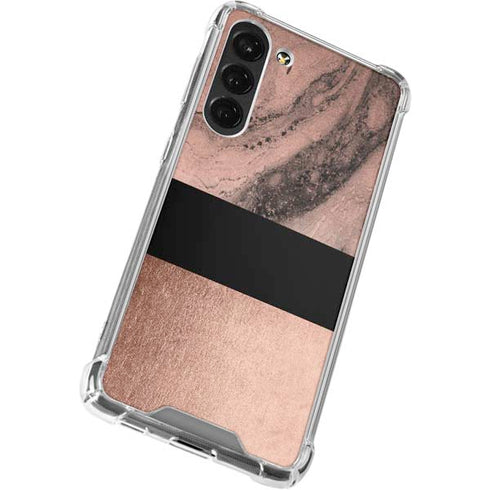 Rose Gold and Black Marble Galaxy S23 Plus Clear Case