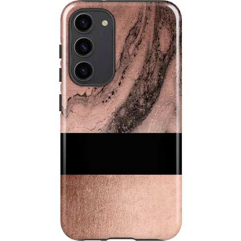 Rose Gold and Black Marble Galaxy S23 Plus Pro Case