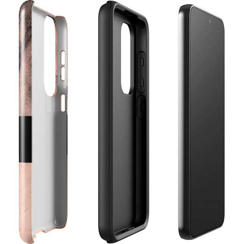 Rose Gold and Black Marble Galaxy S23 Plus Pro Case