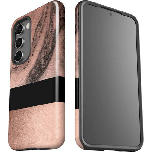 Rose Gold and Black Marble Galaxy S23 Plus Pro Case
