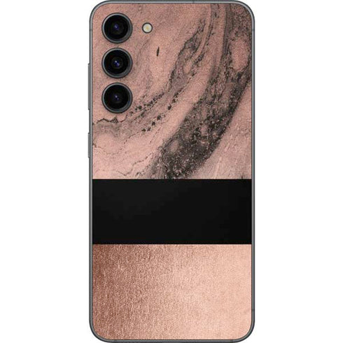 Rose Gold and Black Marble Galaxy S23 Plus Skin