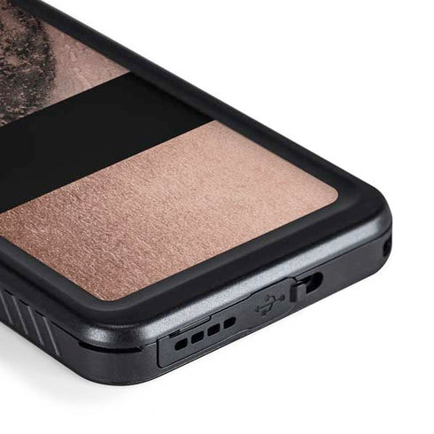 Rose Gold and Black Marble Galaxy S23 Plus Waterproof Case