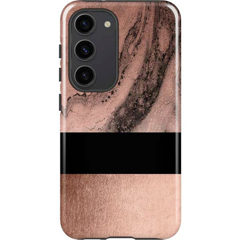 Rose Gold and Black Marble Galaxy S23 Pro Case