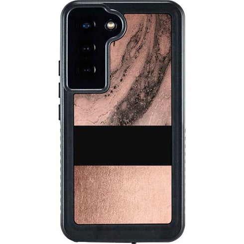 Rose Gold and Black Marble Galaxy S23 Waterproof Case
