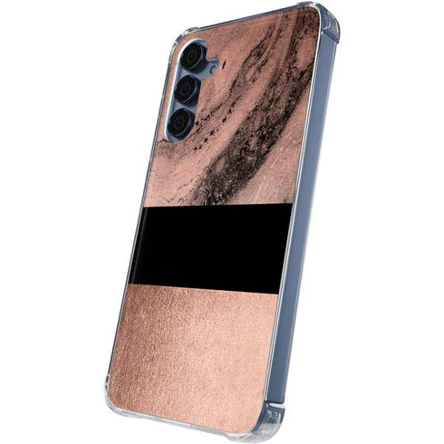 Rose Gold and Black Marble Galaxy S24 Clear Case