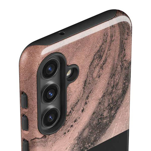 Rose Gold and Black Marble Galaxy S24 Impact Case