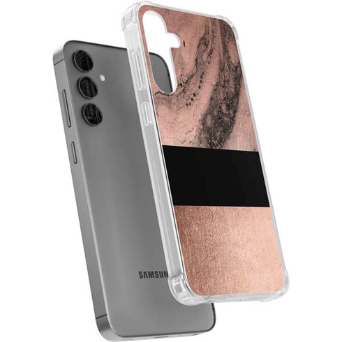 Rose Gold and Black Marble Galaxy S24 Plus Clear Case