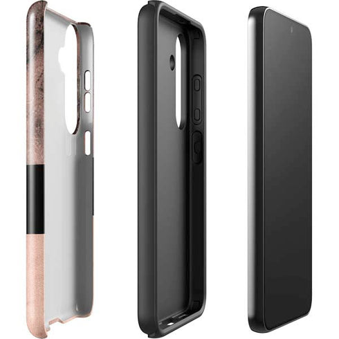 Rose Gold and Black Marble Galaxy S24 Plus Impact Case