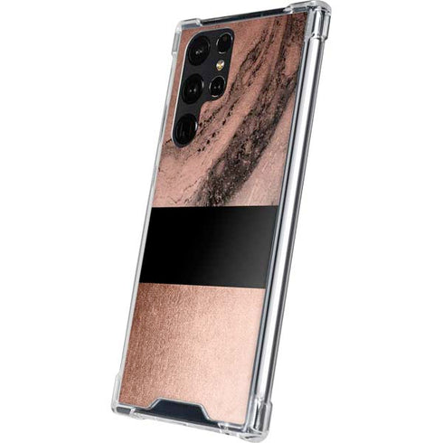 Rose Gold and Black Marble Galaxy S24 Ultra Clear Case
