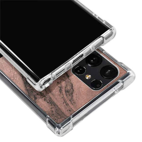 Rose Gold and Black Marble Galaxy S24 Ultra Clear Case
