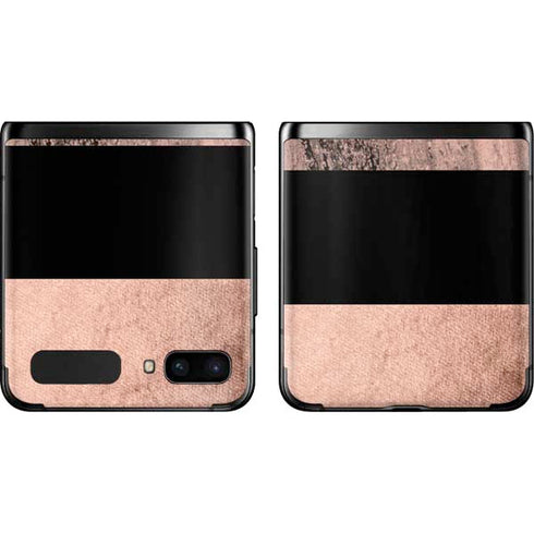 Rose Gold and Black Marble Galaxy Z Flip Skin