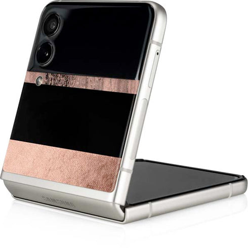 Rose Gold and Black Marble Galaxy Z Flip3 5G Skin