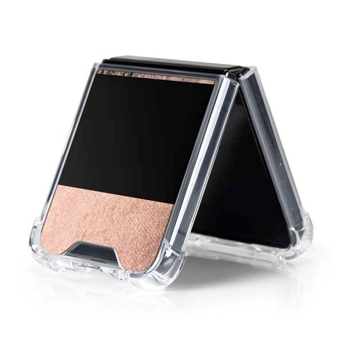 Rose Gold and Black Marble Galaxy Z Flip5 5G Clear Case