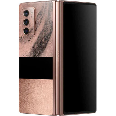 Rose Gold and Black Marble Galaxy Z Fold2 5G Skin